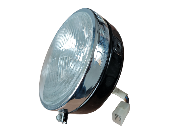 Scheinwerfer schwarz mit Chromring Ural, Dnepr H4 Reflektor